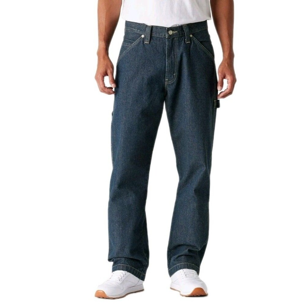 Levi Strauss Signature 42x30 Mens 100% Cotton Carpenter Jeans Midnight Stonewash